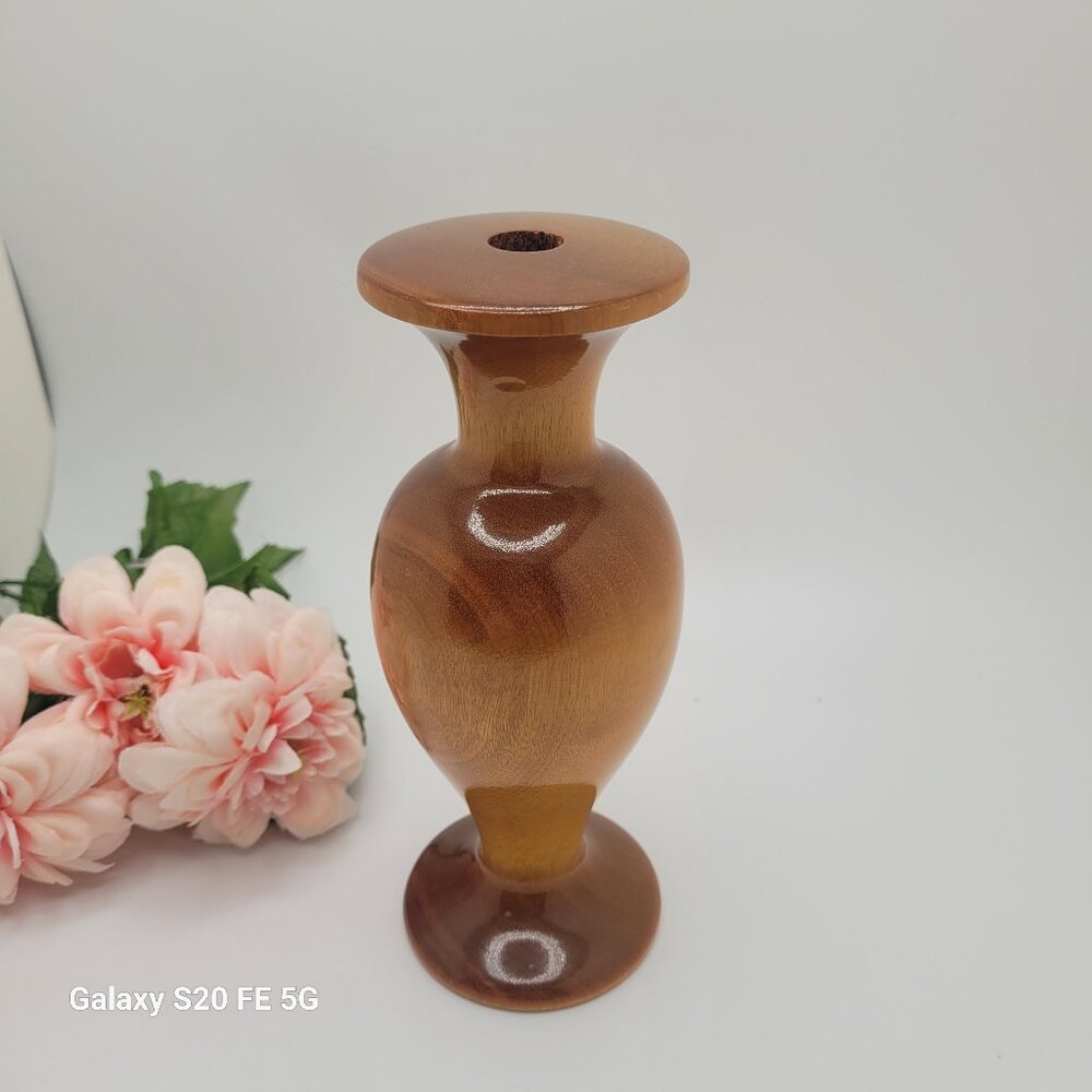 Vintage Oregon Myrtlewood Bud Vase Turned Wood Design Mid Century